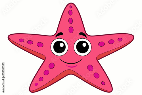 Funny Starfish Vector Illustration with White Background, Funny starfish vector illustration with white background, perfect for cartoons, clipart, and line art