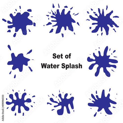 Water drops and splash silhouette collection in simple doodle style. Set different liquid shapes and silhouette.