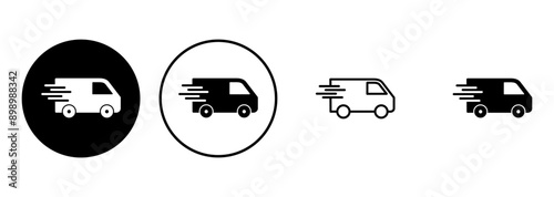 Fast shipping delivery truck icon set. Delivery truck icon. fast delivery icon