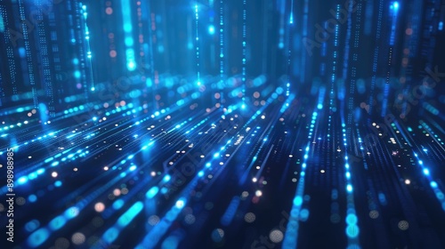 Modern abstract blue background with glowing lines  representing advanced data technology.