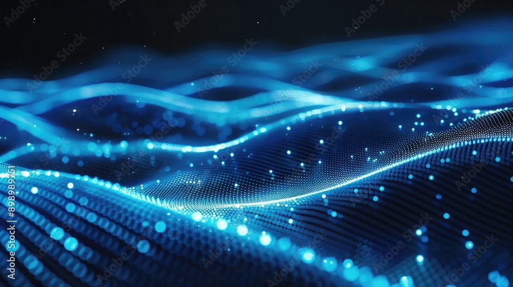 Fototapeta premium Modern abstract blue background with vibrant glowing lines, perfect for data transmission and technology themes.