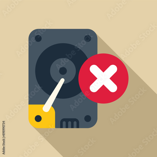 Hard disk drive is showing an error message with a red cross sign