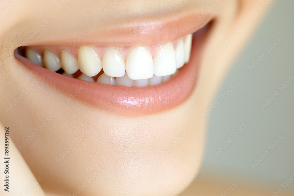 Fototapeta premium Radiant Smile Close-Up: Pristine White Teeth and Healthy Gums