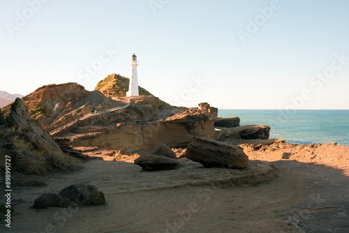 The Castlepoint reef and the Castlepoint Lighthouse photo