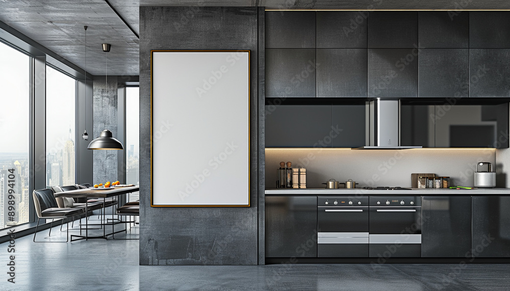 Contemporary kitchen elegant design with empty frame