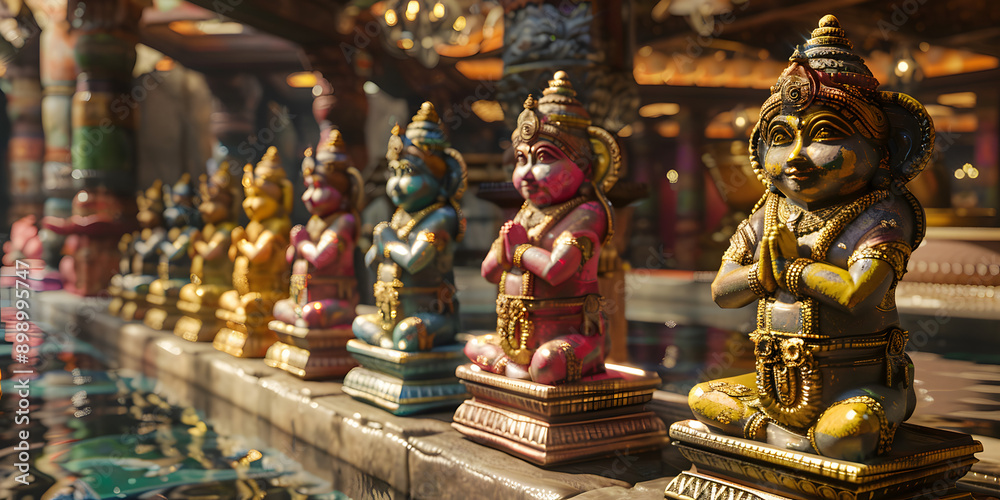 Fototapeta premium Templo hindu com estátuas coloridas