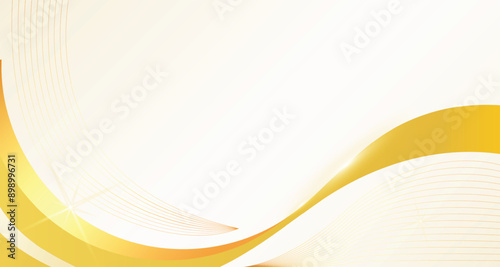 Luxury shiny gold gradient background with golden wave thin line papercut design as graphic resources. Premium 3d abstracts vector bronze gold glowing wallpaper element