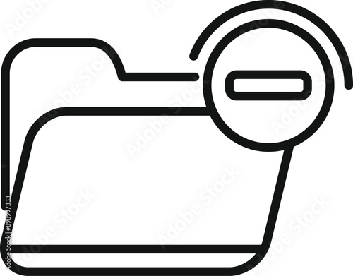 Computer folder receiving delete sign, indicating data removal or file deletion