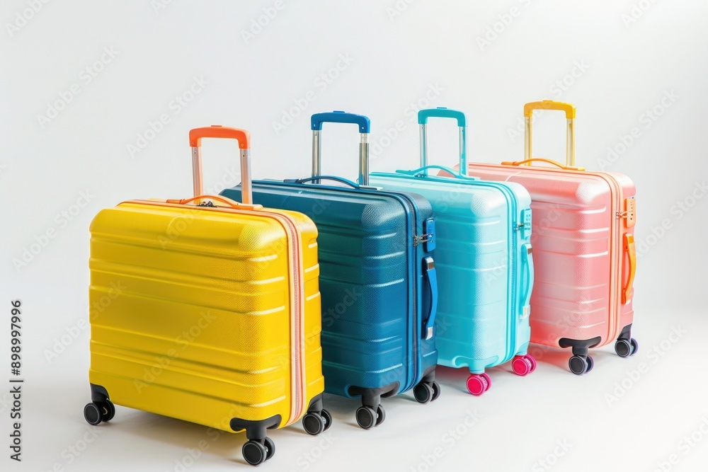 Group of luggage standing side by side, ready for travel Group of luggage standing side by side, ready for travel