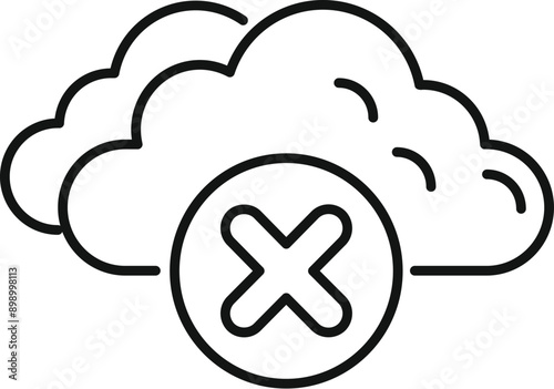 Simple outline icon representing a cloud computing service being disconnected