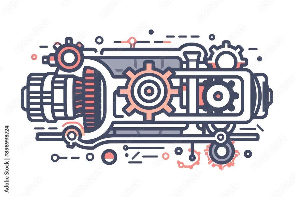 A mechanical device with rotating gears and gears attached A mechanical device with rotating gears and gears attached
