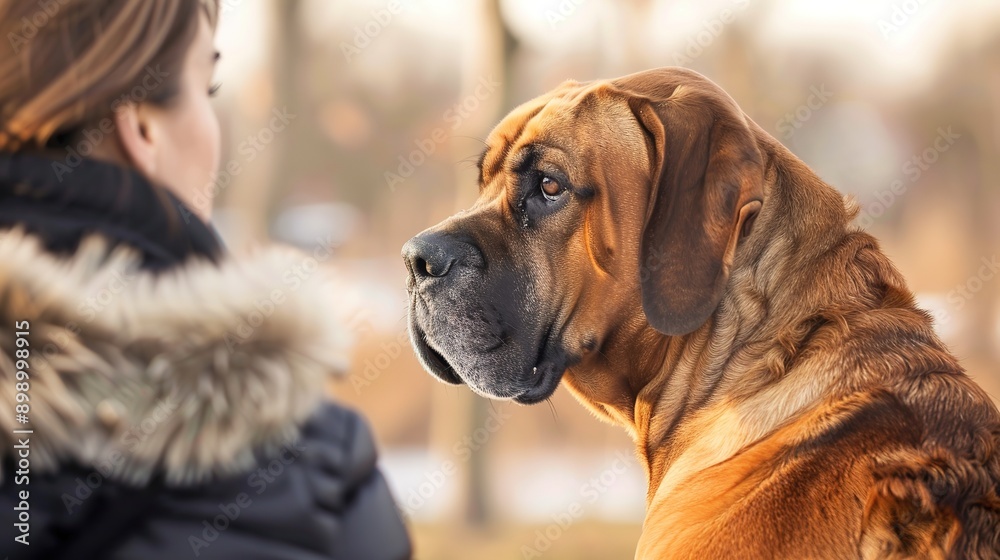 Person with Big Dog Deep in Thought Person with Big Dog Deep in Thought