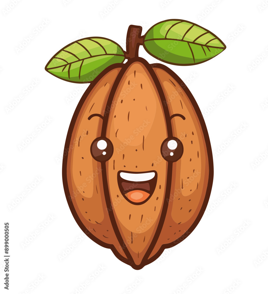 Fototapeta premium Cute Cartoon Cocoa Bean Chararcte AIsolated on a Transparent Background 