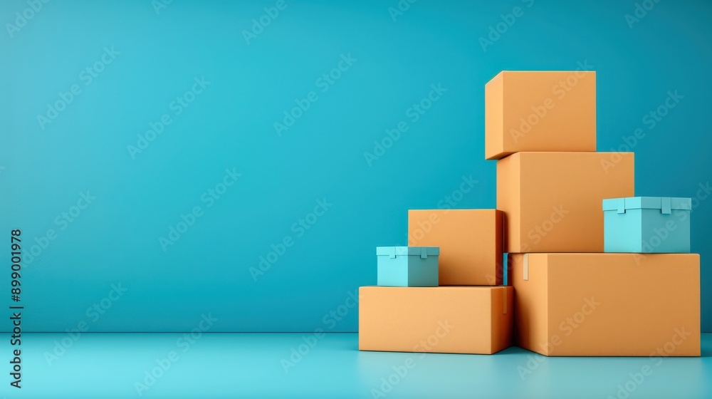 Stacked Cardboard Boxes for Shipping and Delivery Stacked Cardboard Boxes for Shipping and Delivery