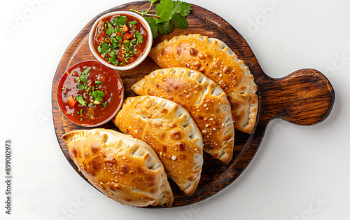 Plate of tasty Dhooska with on white background. photo