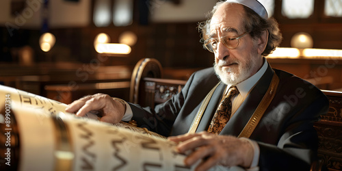 Rabino judeu lendo a Torá