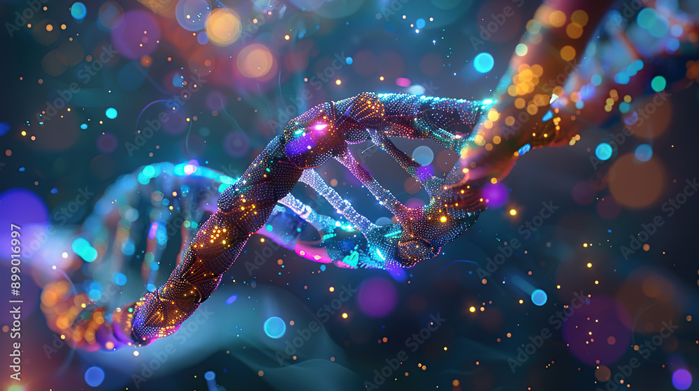 a DNA double helix floating in space a DNA double helix floating in space