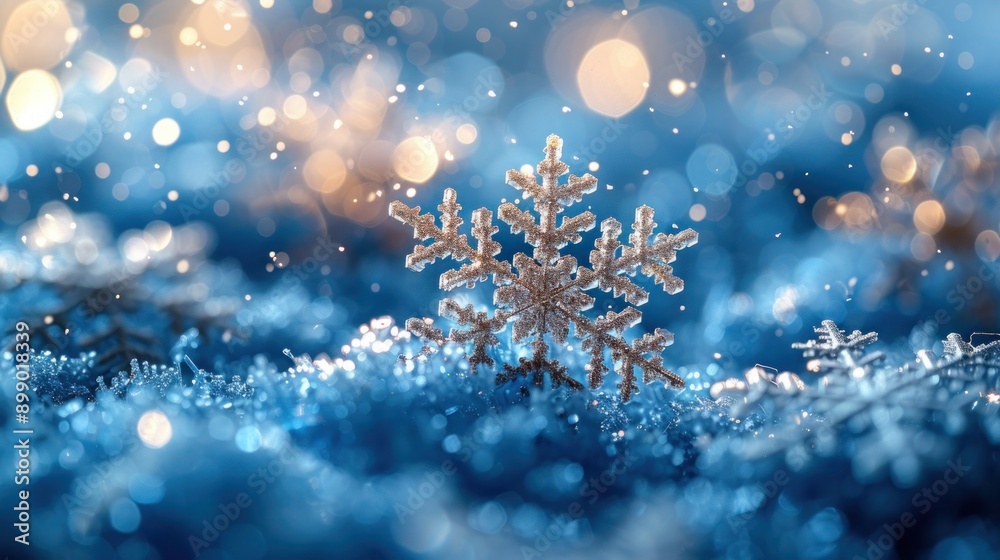 Winter Wonderland: Close-Up Macro of Snowflakes for Holiday Background Winter Wonderland: Close-Up Macro of Snowflakes for Holiday Background