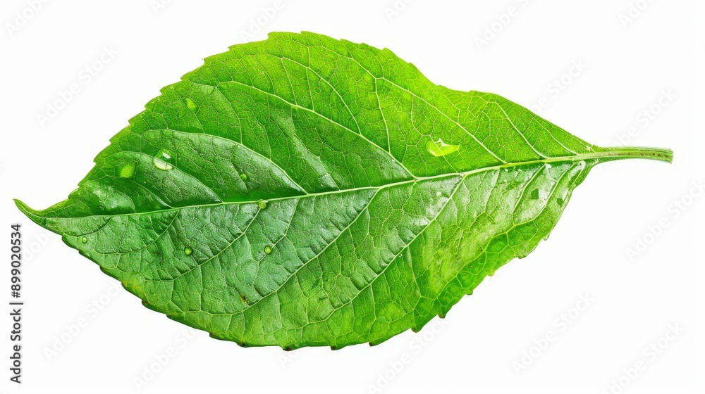 Obraz premium A fresh green leaf on an isolated background