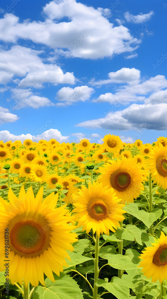 Endless Field of EF Yellow Sunflowers Under Cerulean Sky: A Panoramic Communion with Nature Endless Field of EF Yellow Sunflowers Under Cerulean Sky: A Panoramic Communion with Nature