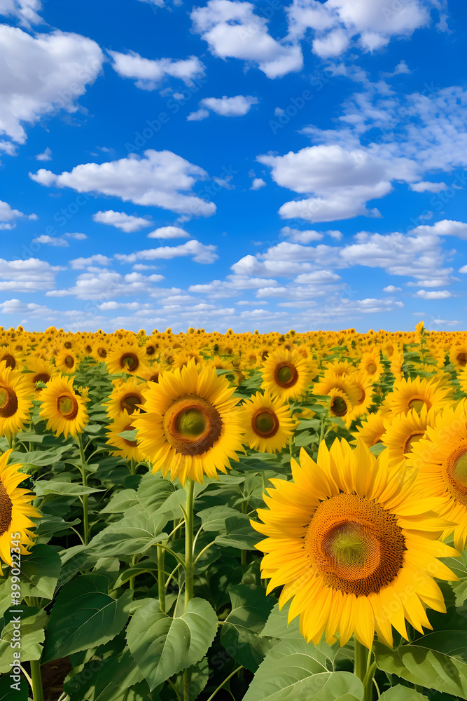Endless Field of EF Yellow Sunflowers Under Cerulean Sky: A Panoramic Communion with Nature Endless Field of EF Yellow Sunflowers Under Cerulean Sky: A Panoramic Communion with Nature