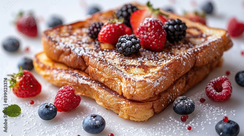 Delicious French Toast with Fresh Berries and Powdered Sugar Delicious French Toast with Fresh Berries and Powdered Sugar