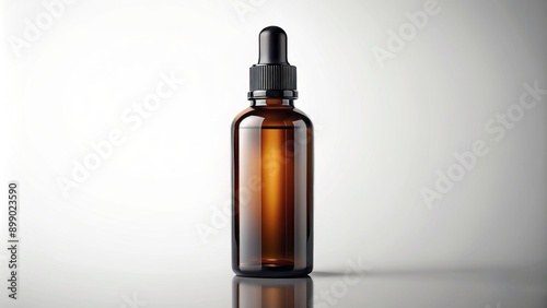 Wallpaper Mural Elegant dark glass bottle for essential oils with sleek label area, surrounded by subtle shadows, on a clean white background, ideal for packaging and branding designs. Torontodigital.ca