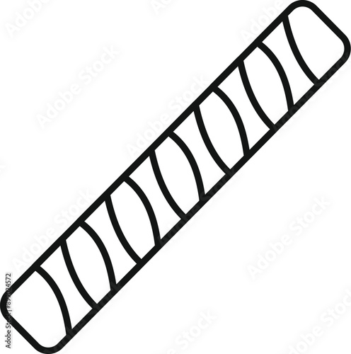 Simple line drawing of a wafer cookie roll, isolated on white background