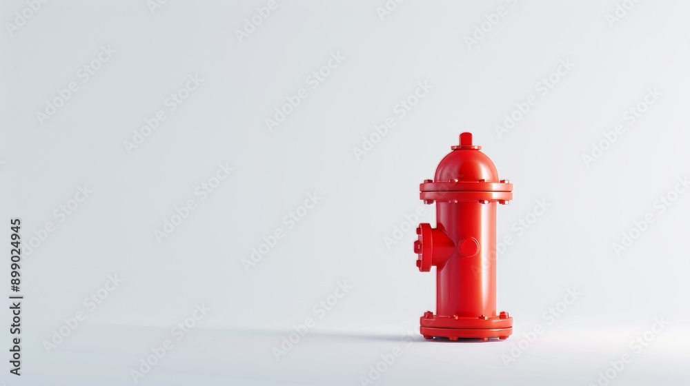 Red fire hydrant, isolated on a plain white background, spacious area for copy text, simple and clean Red fire hydrant, isolated on a plain white background, spacious area for copy text, simple and clean