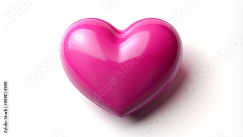 Vibrant pink 3D heart clipart isolated on white background with subtle shadow and soft gradient effect, perfect for Valentine's Day or love-themed designs.