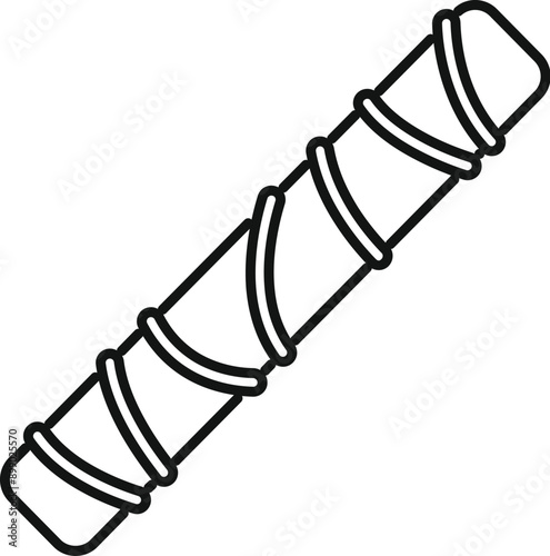Simple line art icon of a wafer roll wrapped in packaging