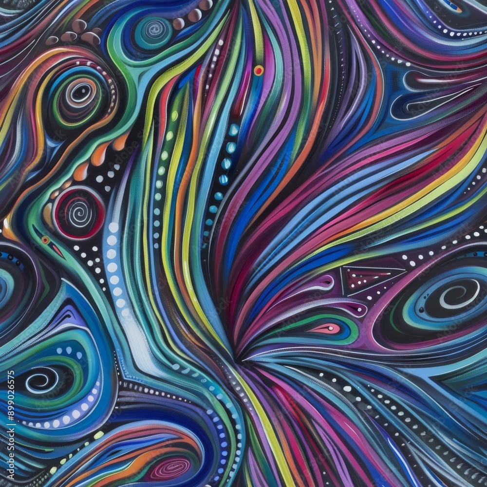 A seamless illustration of an abstract dreamscape pattern. A seamless illustration of an abstract dreamscape pattern.