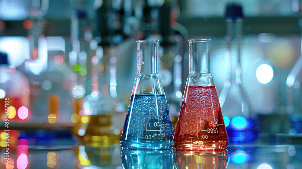 Colorful glassware in the biology lab Colorful glassware in the biology lab