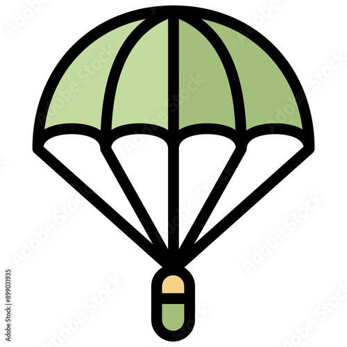 paratrooper icon illustration design with filled outline