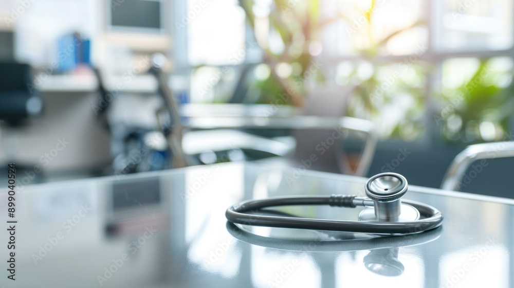 Stethoscope on a Shiny Table in a Doctor's Office