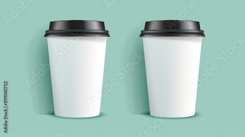 Wallpaper Mural Two White Coffee Cups with Black Lids Torontodigital.ca