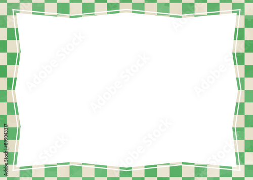 レトロな質感の市松模様の背景フレーム