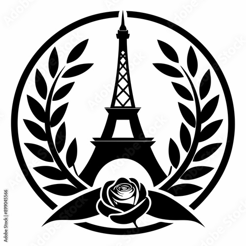 Elegant French Tower in Black and White Vector