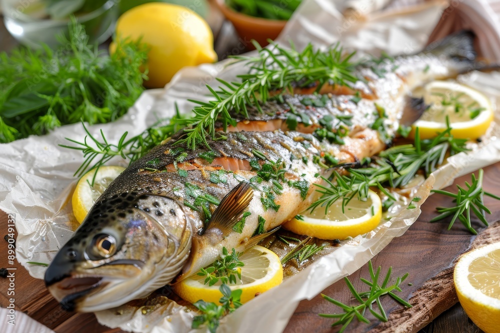 Roasted Salmon with Lemon and Herbs Roasted Salmon with Lemon and Herbs