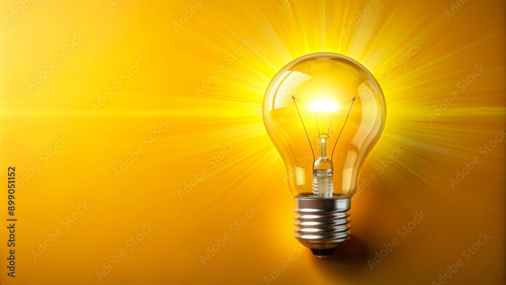 Vibrant yellow backdrop highlights glowing incandescent bulb, symbolizing innovative concept, creativity, and inspiration for novel thoughts and fresh perspectives. Vibrant yellow backdrop highlights glowing incandescent bulb, symbolizing innovative concept, creativity, and inspiration for novel thoughts and fresh perspectives.