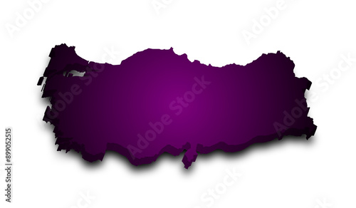 3d Map of Turkey with color.  Türkiye country map photo