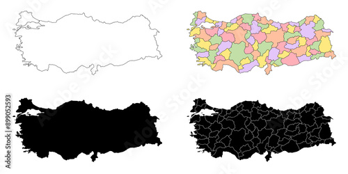 Turkey or Türkiye administrative map sets photo