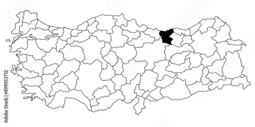 Map of giresun ils province in Turkey country on white background. Single State map highlighted by black colour on Turkey map. Türkiye, TR, Republic of Türkiye photo
