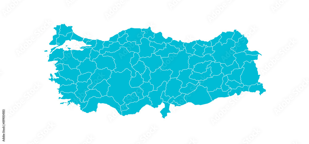 Fototapeta premium Turkey administrative map. states map of Türkiye with color, blank Map, empty map of Turkey