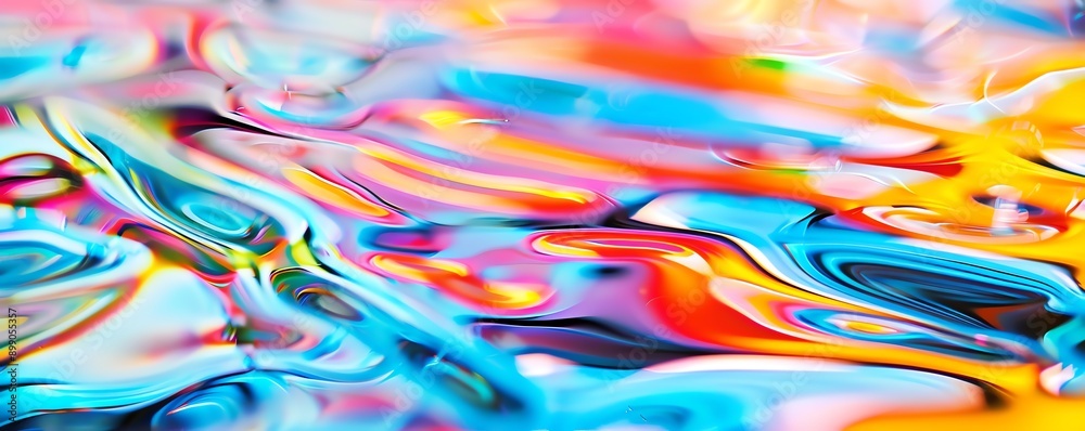Oil sheen creating rainbow effects on water, aqua, colorful abstraction Oil sheen creating rainbow effects on water, aqua, colorful abstraction