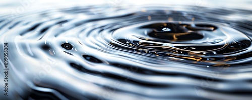 Oil swirls in tranquil water, petroleum, serene composition