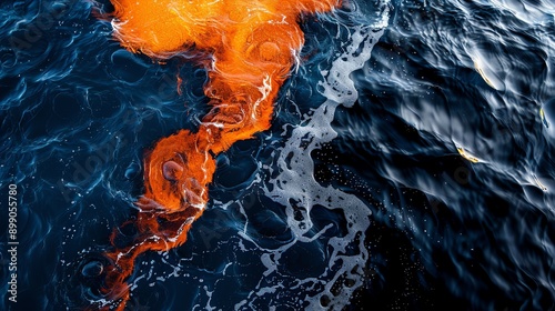 Contrast between clear water and dark oil, petroleum, environmental impact photo