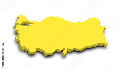 3d Map of Turkey with color.  Türkiye country map photo