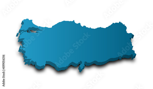 3d Map of Turkey with color.  Türkiye country map photo