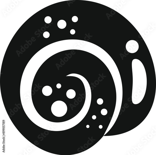 Black and white snail shell showing a spiral shape